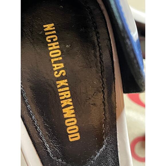 Nicholas Kirkwood Navy Neon Green Patent Leather Heels Pumps Women's Size 38.5/8 - Picture 7 of 11